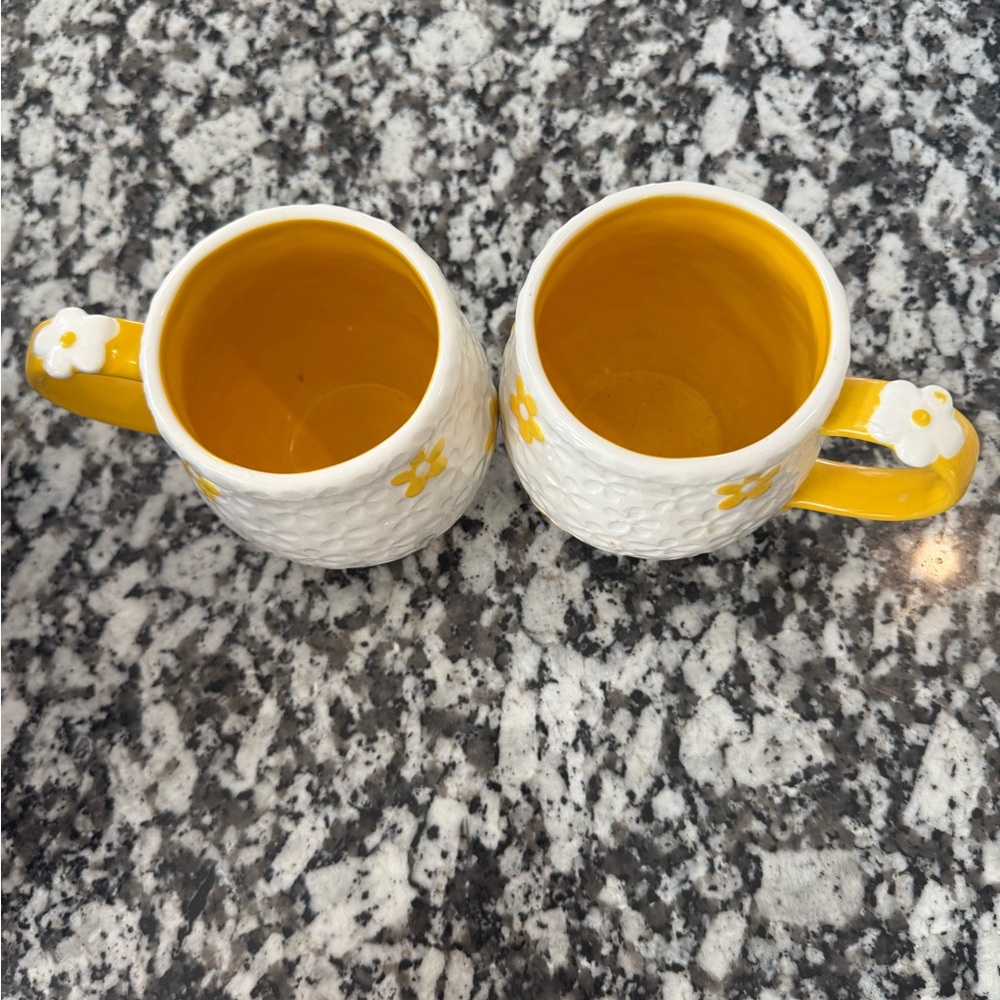 Cheerful Yellow Floral Mugs